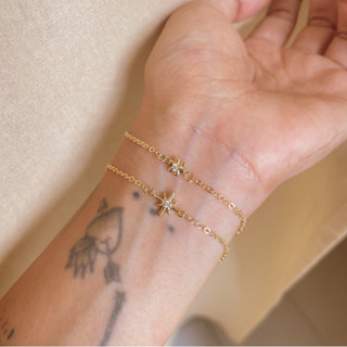 star / flower dainty bracelet (14k gold plated)