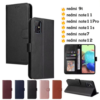 เคสฝาพับ แบบแม่เหล็กเปิดปิด มีล็อค สำหรับ redmi note11 pro  note11s  note7 note12 redmi 9t  พร้อมช่องใส่บัตร