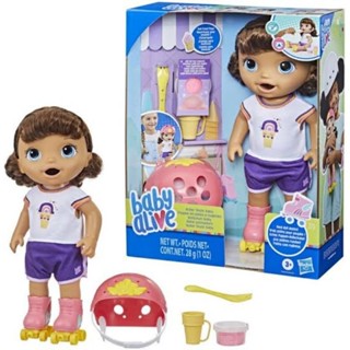 Baby Alive Roller Skate Baby Doll 12-Inch Eats and Poops Brown Hair