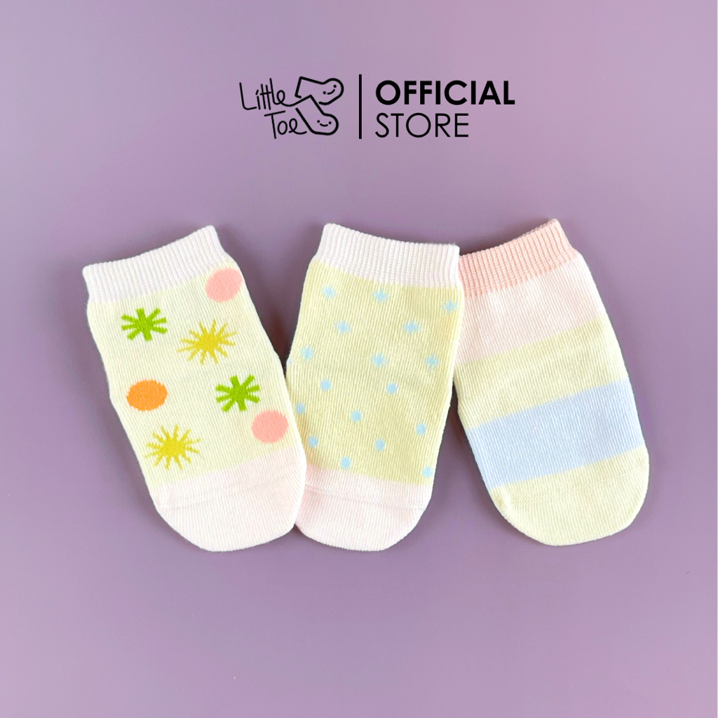 ถุงเท้าเด็ก ไร้ตะเข็บ มีกันลื่น Little Toe LT23-05 (เซ็ท 3 คู่)