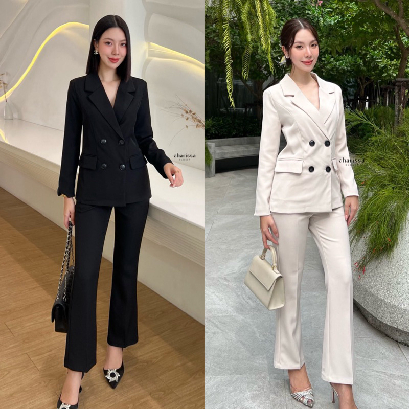 VARINDA ชุดสูทออกงานขาม้านิดๆ ผ้าดีมาก C074