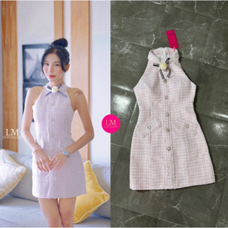 Lemonade Mini dress แขนเว้าผ้าทวิสทอเส้นเงินวิ้งๆ(*สอบถามสต๊อกก่อนกดสั่งน๊า)