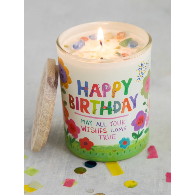 Birthday Wish Soy Candle With Crystals