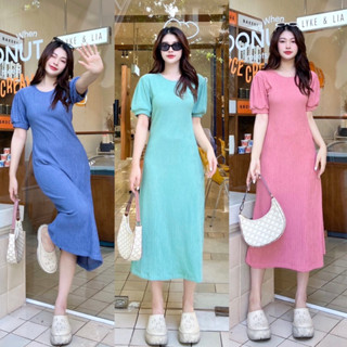 💓mayylody💓 ชุดเดรสยาว แม็กซี่เดรสคอกลมแขนตุ๊กตา ผ้าท็อฟฟี่ใส่สบายสุดๆๆ สาวอวบใส่ได้นร้าา 🌷🌷🌷