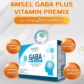 Amsel Gaba Plus Vitamin Premix 30 แคปซูล ช่วยเพิ่มสมาธิ ลดความเครียด  กระตุ้นการเรียนรู้ ความทรงจำดีขึ้น