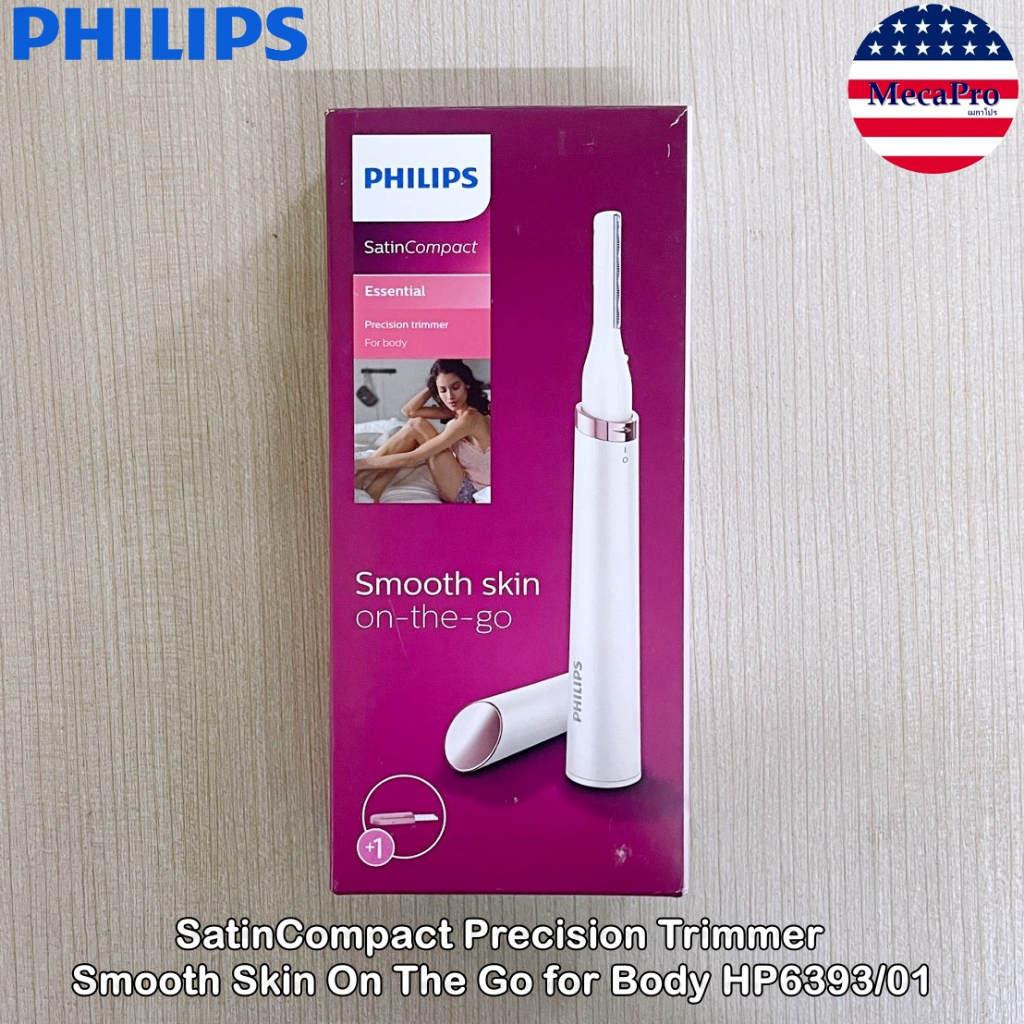 Philips® SatinCompact Precision Trimmer Smooth Skin On The Go HP6393/01 ฟิลิปส์ เครื่องโกนขน สำหรับผู้หญิง ขนาดพกพา