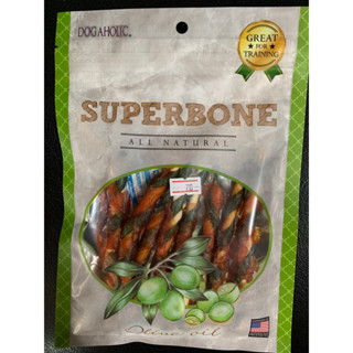 DOGAHOLIC  SUPERBONE ซุปเปอร์โบน ไก่นิ่ม พันนมนิ่ม และโอลีฟออย บำรุงขนสวยงาม ขนมขบเคี้ยวสำหรับสุนัข ขนาด 8 ชิ้น