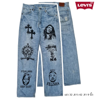 LEVIS® กางเกงยีนส์แฟชั่นวินเทจ งานพิมพ์ เอว 32