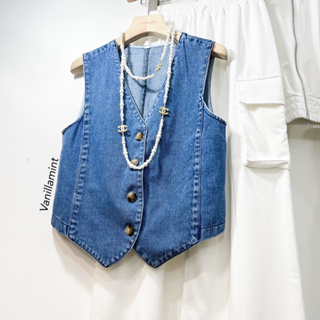 📌ทักแชทเช็คสินค้าก่อนสั่งค่ะ📌Vest denim เสื้อกั๊กผ้ายีนส์ ทรงสวย แบบตะโกน