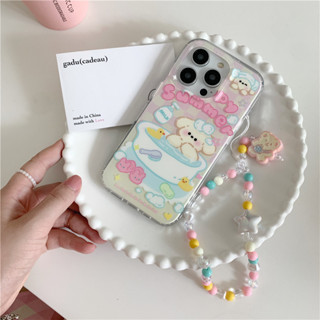 เคสลายน้องหมาอาบน้ำ summer + สายคล้องมือ เคสไอโฟน เคสสำหรับ IPHONE CASE 11-14PROMAX