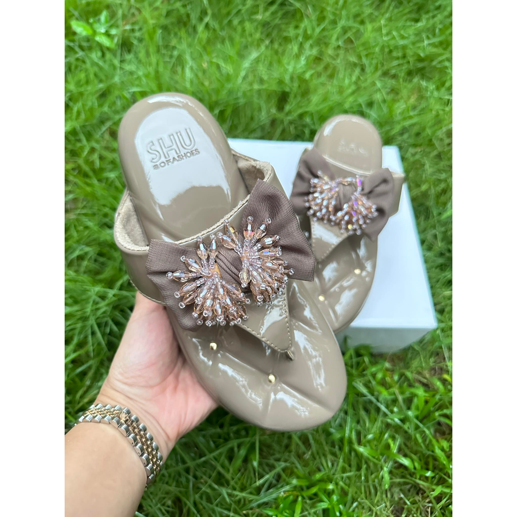 SHU SOFASHOES 2.5“(0203) สีเงา 7 สีทรงหน้าโบว์ รองแตะผู้หญิง