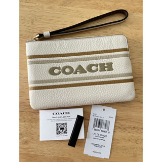 Coach คล้องมือ 1 ซิป S รุ่น CORNER ZIP WRISTLET IN SIGNATURE แท้💯🇺🇸NEW