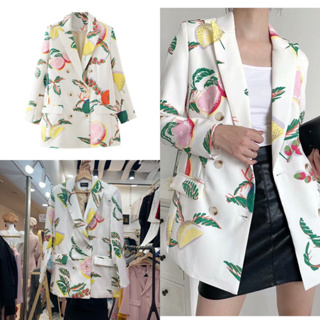 Code : M9 #121 Varinda Blazer เบลเซอร์แขนยาวพิมพ์ลาย สำหรับผู้หญิง ไซส์ S-M