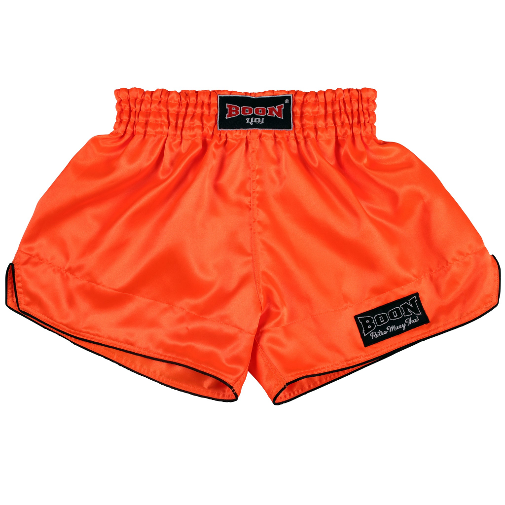 RSO Retro Muay Thai Shorts ORANGE กางเกงเรทโทรมวยไทยสีส้มเส้นดำ