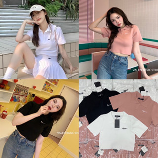 💫พร้อมส่ง💫NK polo crop top • เสื้อครอปแขนสั้น คอปก รุ่นใหม่ งานปักโลโก้ที่อกตามแบรนด์ดัง ผ้าดีงานสวยปังงง🔥 by valen