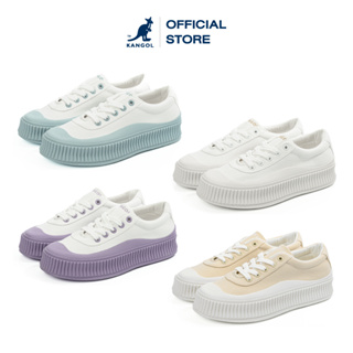 KANGOL Sneaker รองเท้าผ้าใบรุ่น New Macaron แบบผูกเชือก สีขาว,ม่วง,กากี,ฟ้า 62521601