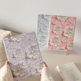 🎁ส่งของขวัญ🎁ความงาม ดอกไม้ เคส for iPad Gen10 10.9 2022 Gen9 10.2 pro 11 2021 เคสไอแพด Air4 5 Case Flower การหมุน 360