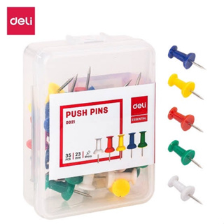 Deli Push Pins  คละสี หมุดเสียบ หมุดปักกระดาน 35ตัว