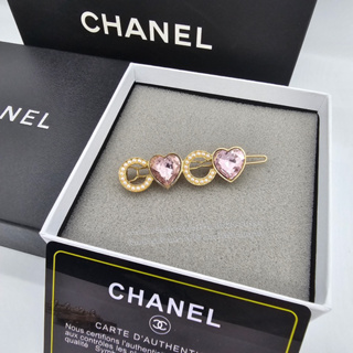 Chanel Coco 2022-23FW Hair Clip กิ๊บชาแนโคโค่ งานคริสตัล สีชมพู  งานสวย ตัวหนีบอะไหล่ทอง