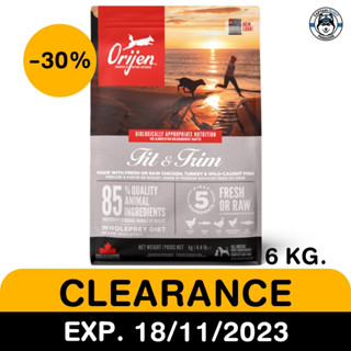 Orijen Fit&amp;Trim Recipe สำหรับสุนัขโตทุกสายพันธุ์ 6kg.สินค้าราคาโปรโมชั่น EXP.18/11/23