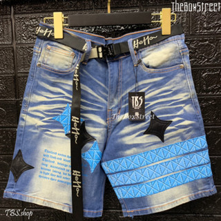 Blue Jean3Tab Limited color กางเกงยีนส์ขาสั้น 3แถบ Monogram  ผ้ายีนส์นำเข้า สัมผัสนุ่ม ใส่สบาย ภายถ่ายจากสินค้าจริงของทา