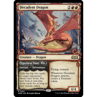 [MTG] Decadent Dragon [WOE] [RED] [RARE] [Showcase] [ENG] (การ์ดเมจิค / Magic the Gathering)