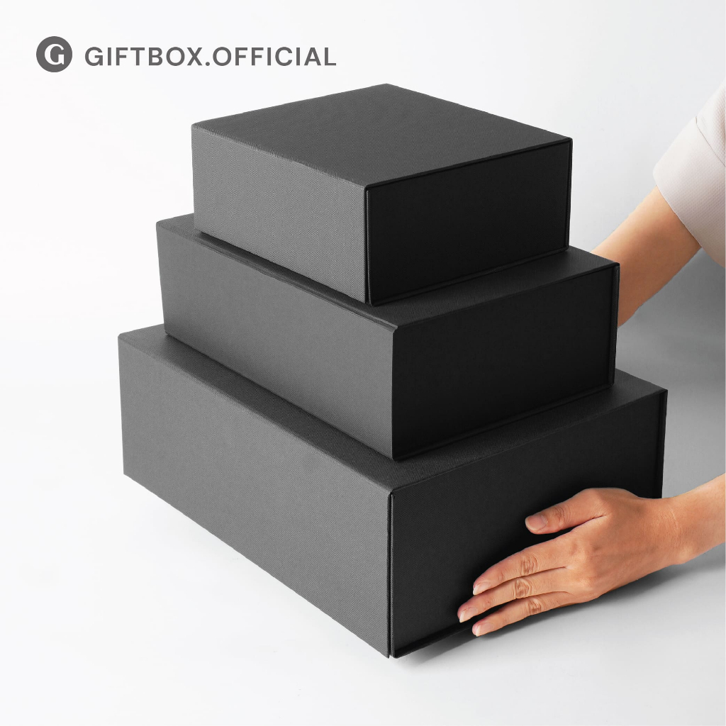 Gift box – Magnetic foldable box – Black กล่องพับได้ กล่องแม่เหล็ก ของขวัญวันเกิด (01S221,01M221,01L221)