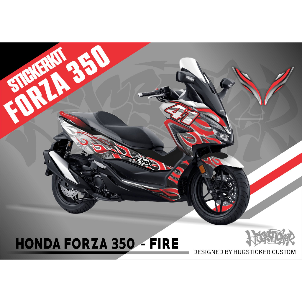 Hugsticker สติ๊กเกอร์แต่งรถ สติ๊กเกอร์ Forza 300 / สติ๊กเกอร์ Forza 350 ลาย Arai Fire