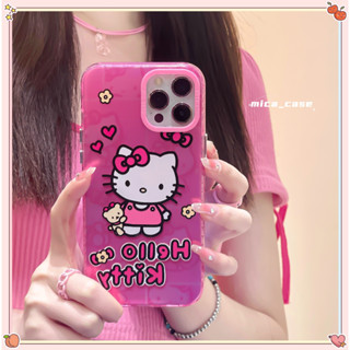 🐱‍🐉จัดส่งภายใน 24 ชม🌹 เคสไอโฟน 11 12 13 14 Pro Max HelloKitty สาวน่ารักหัวใจ แฟชั่น เรียบง่าย Case for iPhone ผลิตภัณฑ์ร