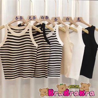 [ส่งจากไทย] 𝑩𝒓𝒂𝑩𝒓𝒂𝑩𝒓𝒂 #f-150 เสื้อกล้า ไหมพรม ลายทาง สีพื้น คอกลม