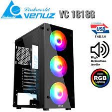 (VC1818G )CASE (เคสเกมมิ่ง) VENUZ ATX Computer Case VC1818G RGB Tempered Glass พัดลม RGB 3 ตัว