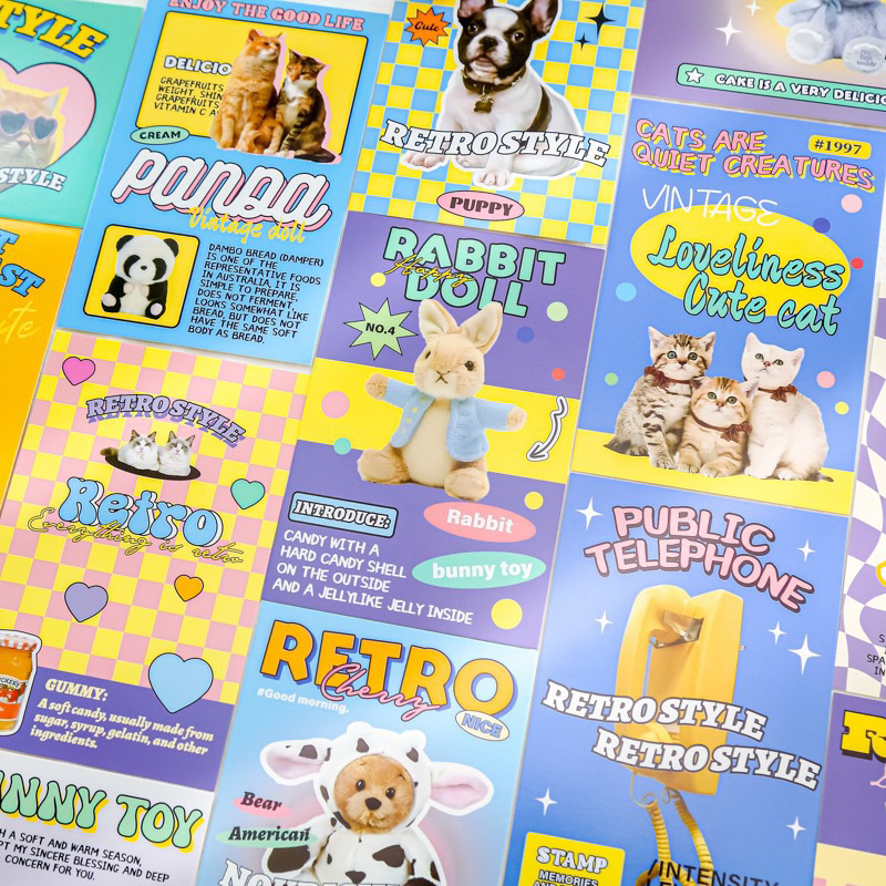 💥จัดส่งไว💥(381)เซ็ทโปสการ์ดสไตล์ป๊อปเรโทรน่ารักมาก