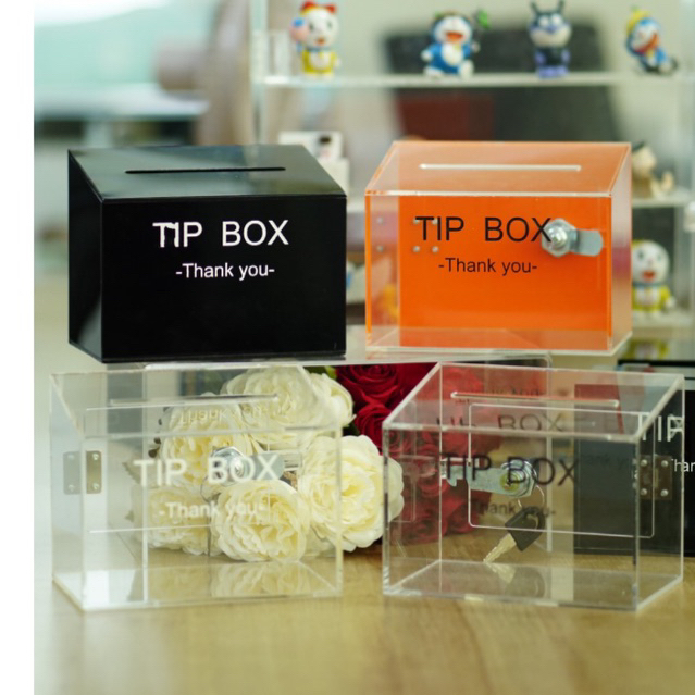 พร้อมส่ง!! Tip Box กล่องใส่ทิป กล่องใส่เงิน อะคริลิคแท้ 100เปอร์เซ็นต์!!