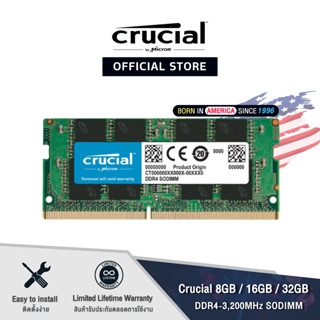 [พร้อมส่ง] Crucial DDR4 3200MHz 1.2V CL22 Non-ECC SODIMM 8GB / 16GB / 32GB Laptop Memory (เเรมโน๊ตบุ๊ค)