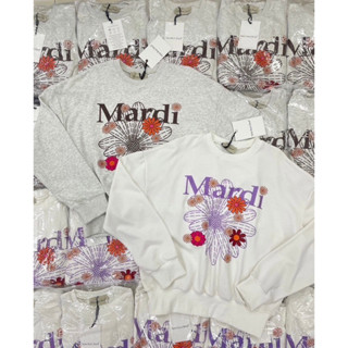 Mardi flower sweater 🌸 เสื้อแขนยาวสเวตเตอร์ สกรีนลายแบรนด์ดัง งานชนช็อปเกาหลี