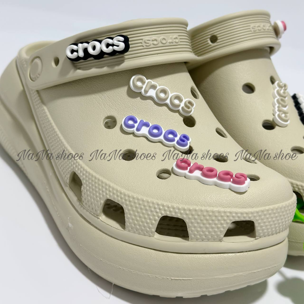 โลโก้ตัวอักษรภาษาอังกฤษ crocs jibbitz สําหรับตกแต่งด้านบน