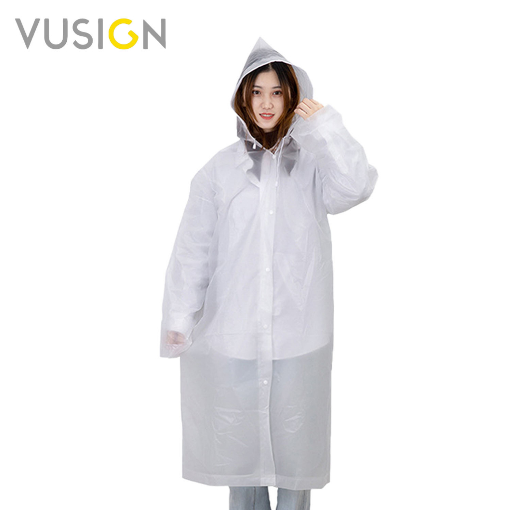 Vusign เสื้อกันฝน เสื้อกันฝนผู้ใหญ่ ชุดกันฝนเด็ก ชุดคลุมกันฝนEVA แบบมีหมวกคลุม เนื้อผ้าแบบหนา ไม่ฉีก
