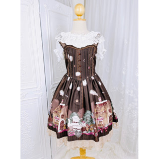 🌸🌸Axes Femme Kawaii ʕ•ᴥ•ʔ Sweets Bear JSK + Lolitimes Blouse ♥ Color : Brown🌸🌸Lolita Dress🌸🌸