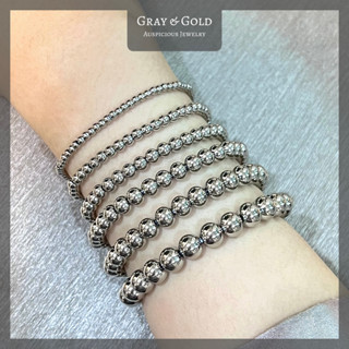 (รวมขนาด) สร้อยข้อมือสแตนเลสแท้ ขนาด 3-8 มิล เม็ดกลมล้วน คุณภาพสูง Stainless Bracelet By Gray &amp; Gold Jewelry [BL914]