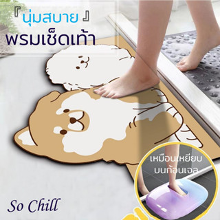 So Chill พรมเช็ดเท้าลายการ์ตูน ลายน่ารัก ซับน้ำเร็ว แห้งง่าย นุ่มเท้า กันลื่น ทำความสะอาดง่าย ใช้ในห้องน้ำ ห้องครัว