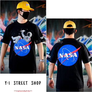 เสื้อยืดลาย NASA นาซ่า สีดำ/ขาว ผ้าคอตตอน100%