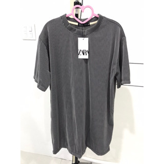 เสื้อยืดผ้าร่อง ป้ายZARA คนตัวเล็กใส่เป็นมินิเดรสได้(ยาว31)