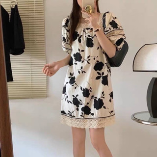 🌈🌿🌼🌺🌸🤎🧡🇰🇷Floral Lace SQ Collar Dress