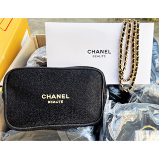 พร้อมสาย Chanel Beaute Black Glitter Makeup Pouch