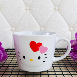 แก้วมัค แก้วกาแฟเซรามิคญี่ปุ่น SANRIO ลาย HELLO KITTY ปั๊มนูน มือสอง จากญี่ปุ่น