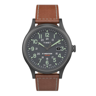 TIMEX TW4B18400 EXPEDITION SCOUT Solar นาฬิกาข้อมือผู้ชาย สายหนัง สีน้ำตาล หน้าปัด 40 มม.