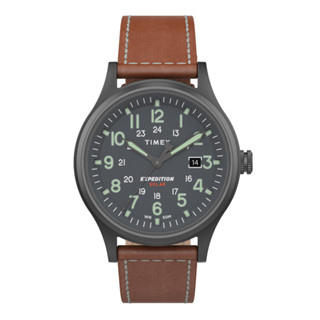 TIMEX TW4B18400 EXPEDITION SCOUT Solar นาฬิกาข้อมือผู้ชาย สายหนัง สีน้ำตาล หน้าปัด 40 มม.