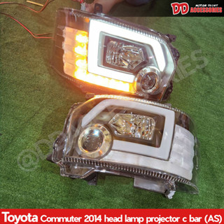 ไฟหน้า รถตู้ hiace commuter 2014 2015 2016 2017 2018 Projector black led C bar โคมดำ AS