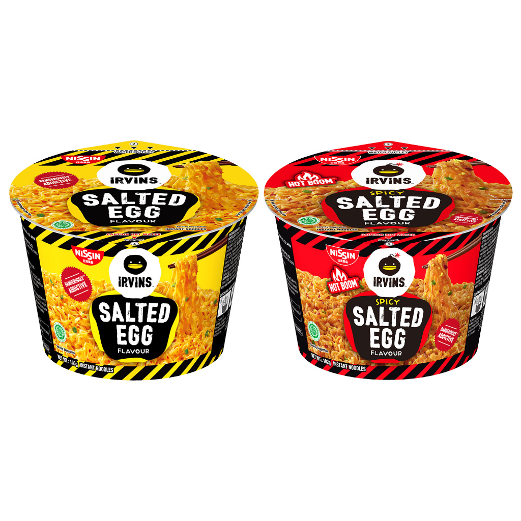 NISSIN IRVINS BOWL นิสชิน เออวินส์ บะหมี่กึ่งสำเร็จรูปรสไข่เค็ม, รสไข่เข็มแบบเผ็ด