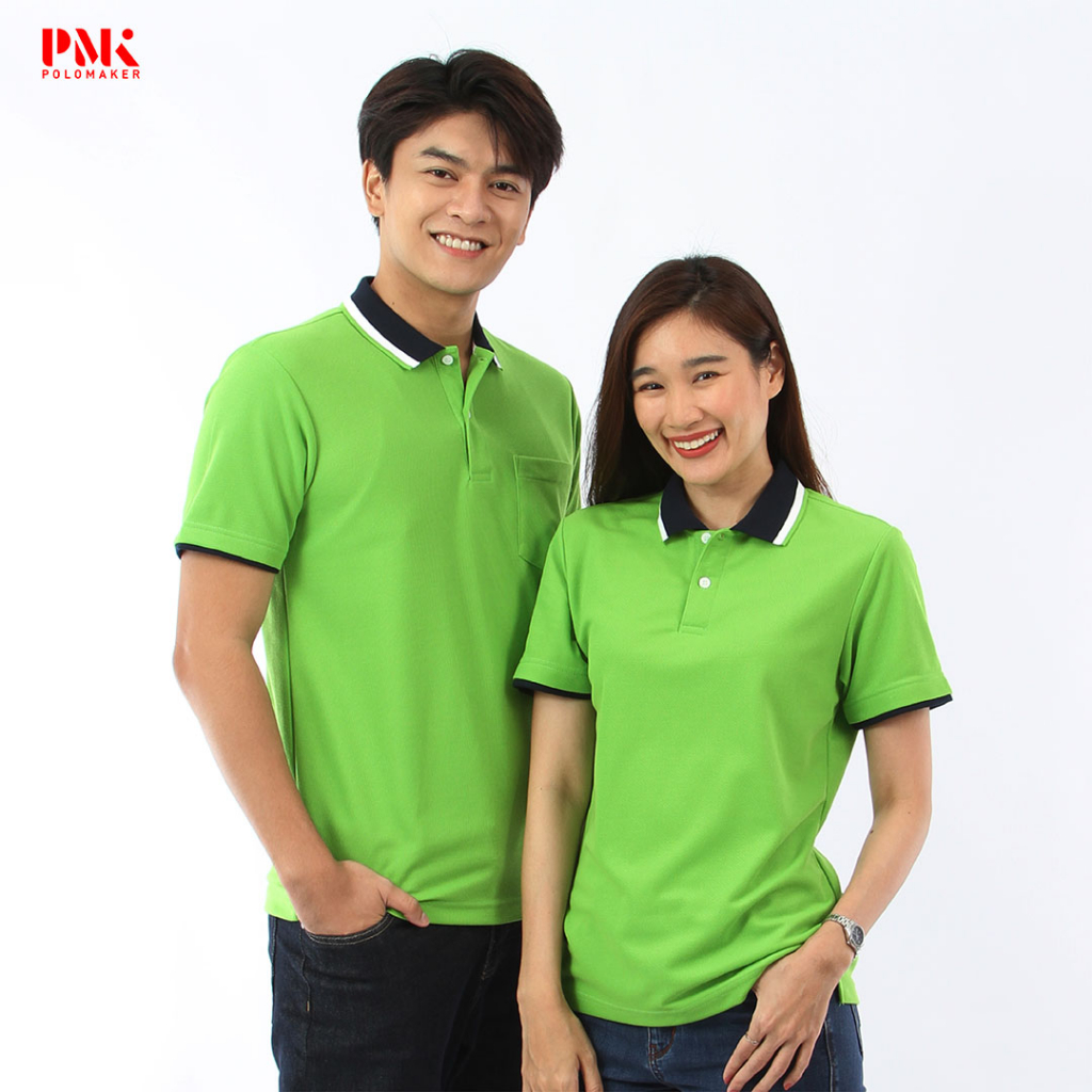 PMK  - Kaneko PK119 สีเขียว - เสื้อโปโล Summer Collection  ไม่ยับ อยู่ทรง